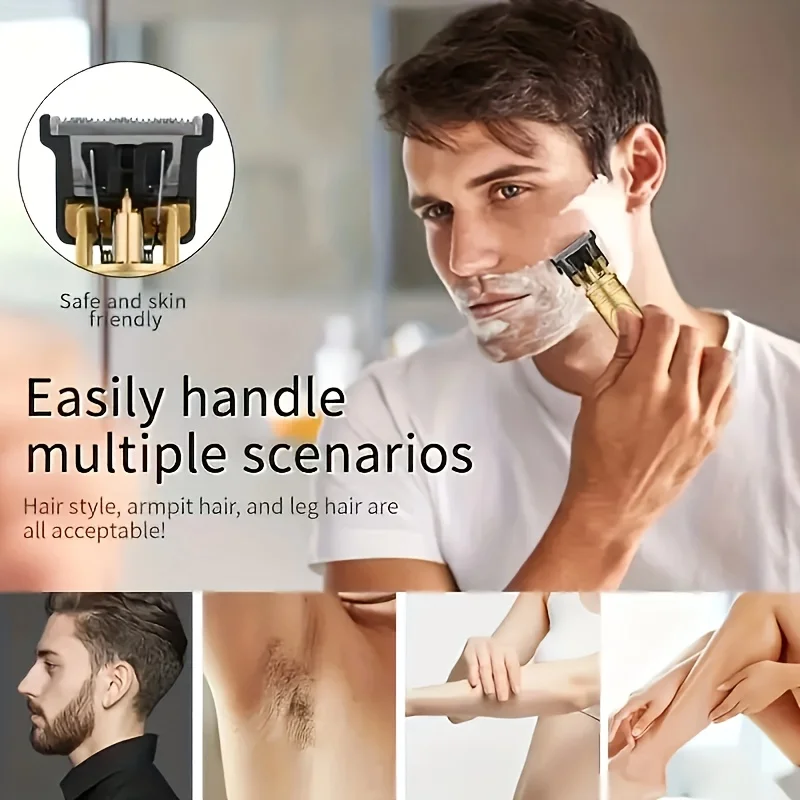 2024 Professional Hair Clipper for Men T9 Electric Hair Cutting Machine Barber Shaver Rechargeable Hair Trimmer Beard Shaving 6