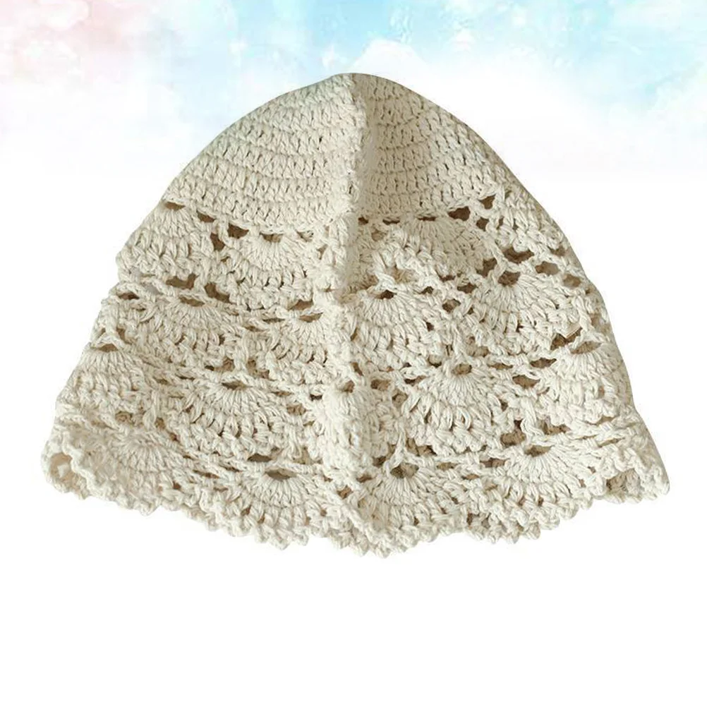 

Handmade Crocheted Lace Hat Vintage Turban Casual Cap Elegant Beanie for Women Girls