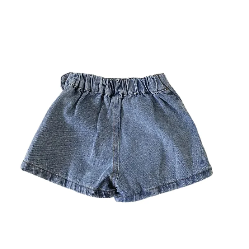 Brief style denim blue toddler girls skirt shorts kids summer sport dress pants children elastic waist trousers for 2-7 years kids shorts kids trousers
