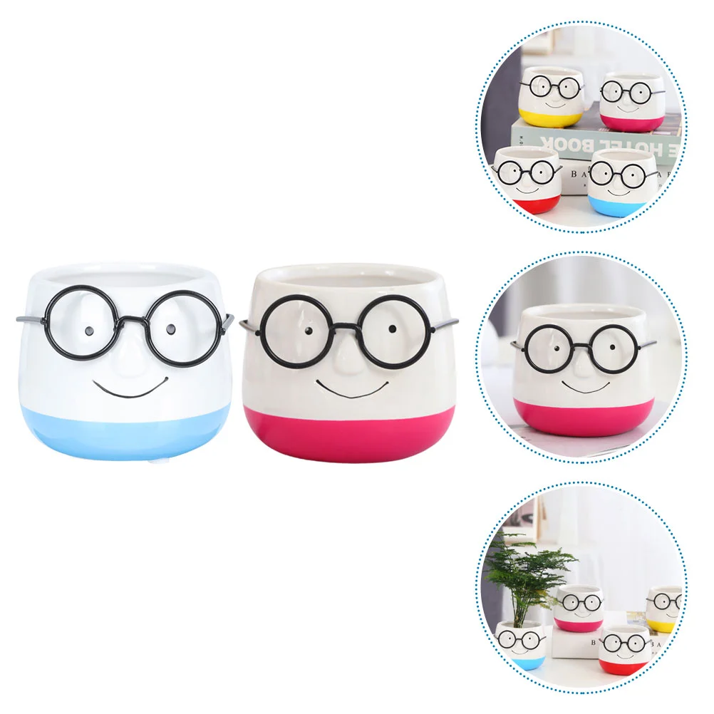

2 Pcs Pots for Plants Flowerpot Small Desktop Flowerpots Delicate Planting Decorative Ceramic Outdoor Windowsill Adorable