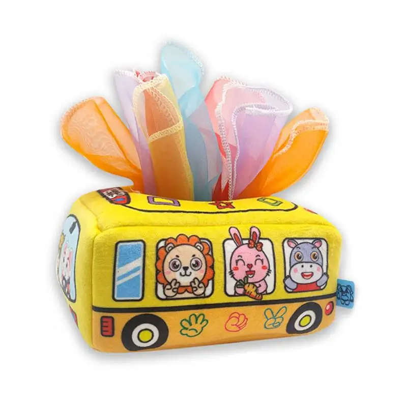 

Tissue Box Toy Soft Stuffed Crinkle Montessori Square Sensory Toys Early Learning STEM Montessori Education Montessori Toys For