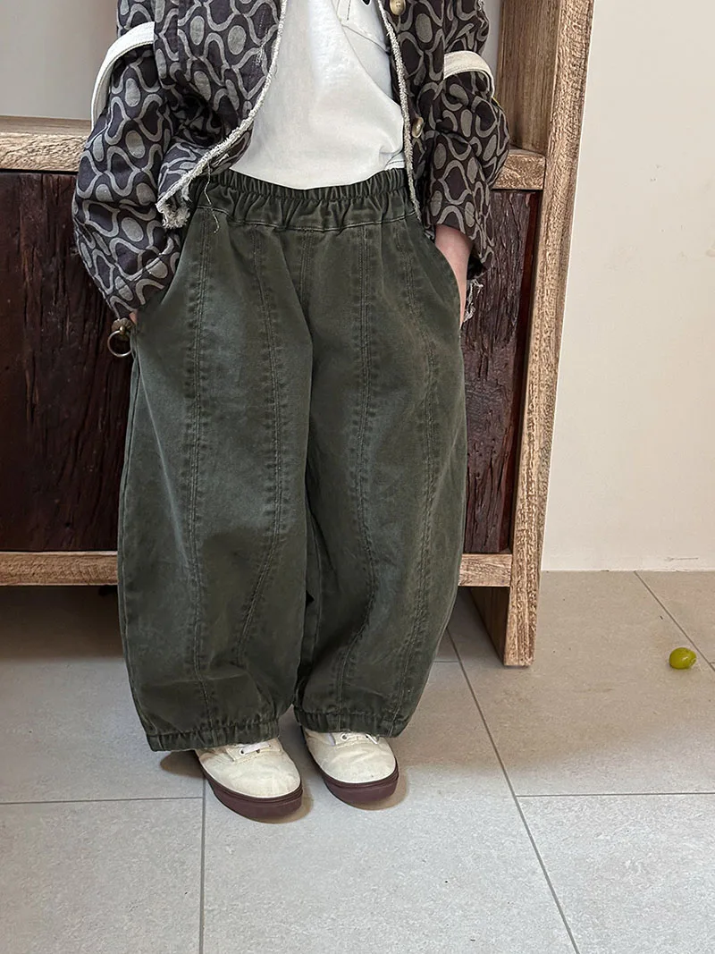 Autumn Kids Wide Leg Solid Color Casual Pants