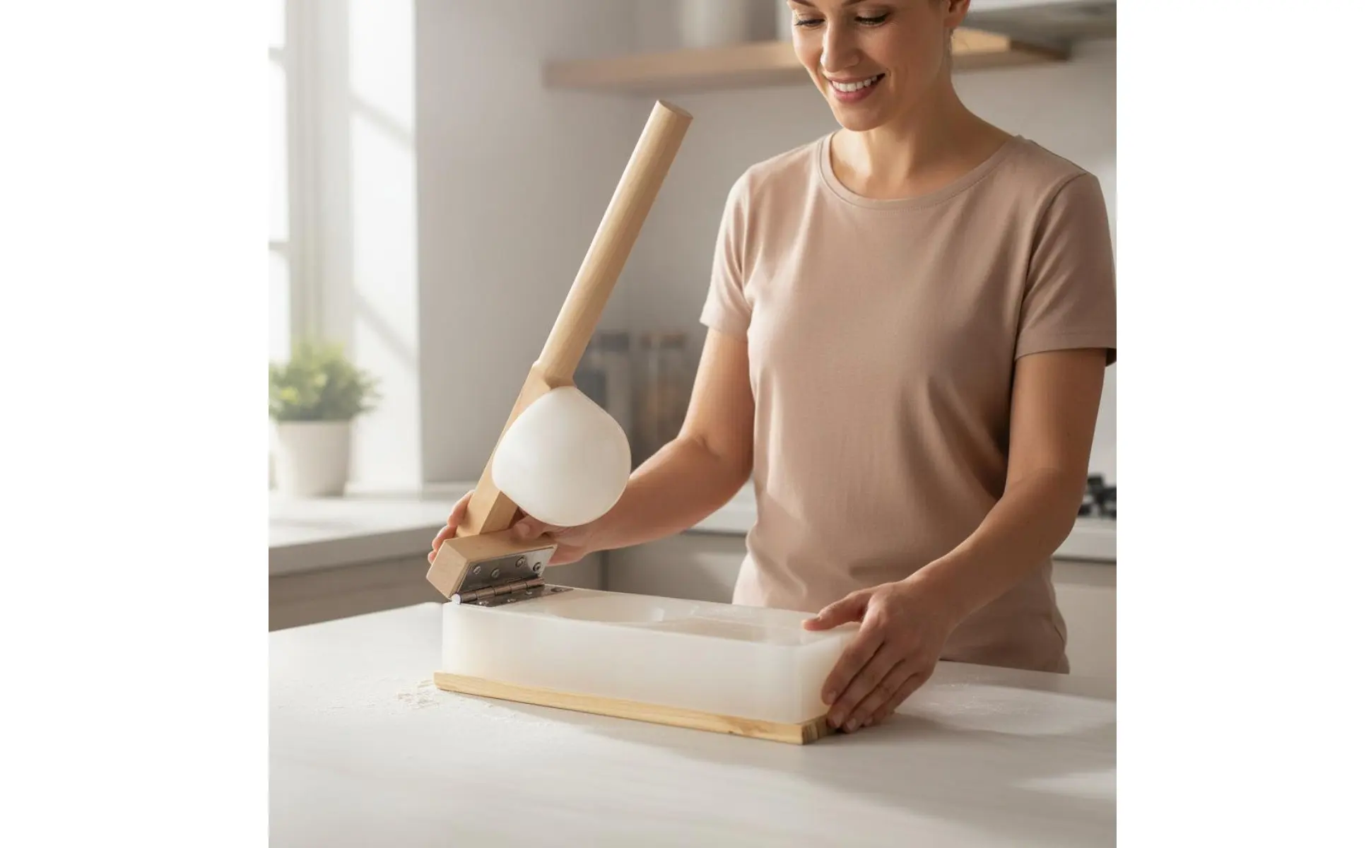 Rice Cake Press Handmade Wooden Paste Press Wooden Paste Flattener Small and Lightweight Dumpling Skin Form for Beginners Rice Cake Press Handmade Wooden Paste Press Wooden Paste Flattener Small and Lightweight Dumpling Skin Form for Beginners