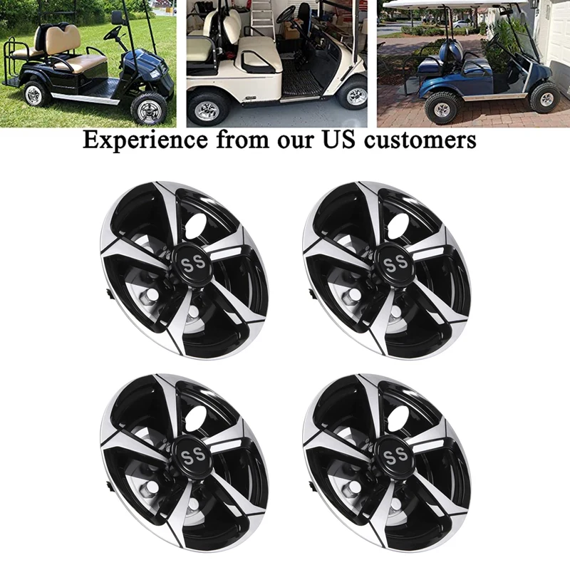 

4Pcs 8Inch Golf Cart Wheel Cover 5 Spoke Design Hub Cap For Golf Carts For Club Car EZGO Yamaha