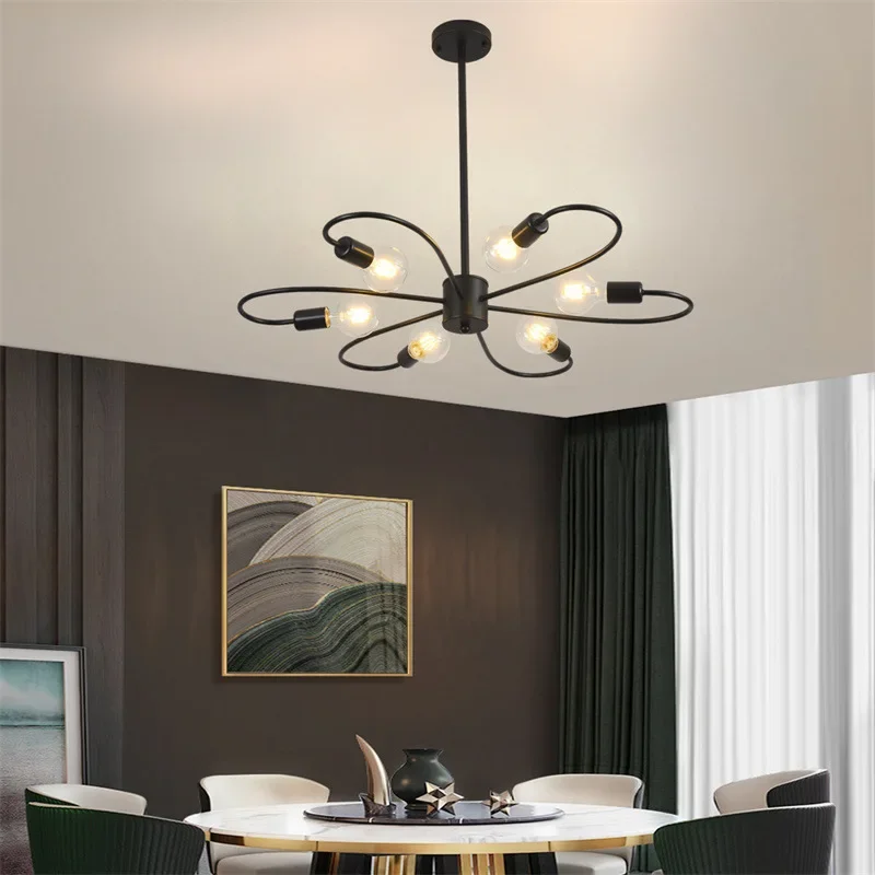 Simple Modern Living Room Chandelier Nordic Style Creative Personality Restaurant Study Room Bedroom Decoration Light Fixture