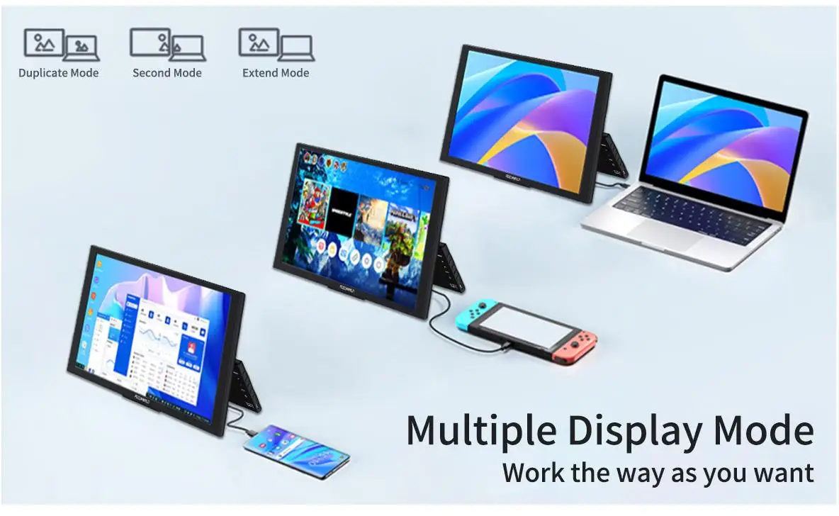 DH101 10.1 Inch Portable Monitor External Screen Computer Display with USB Type-