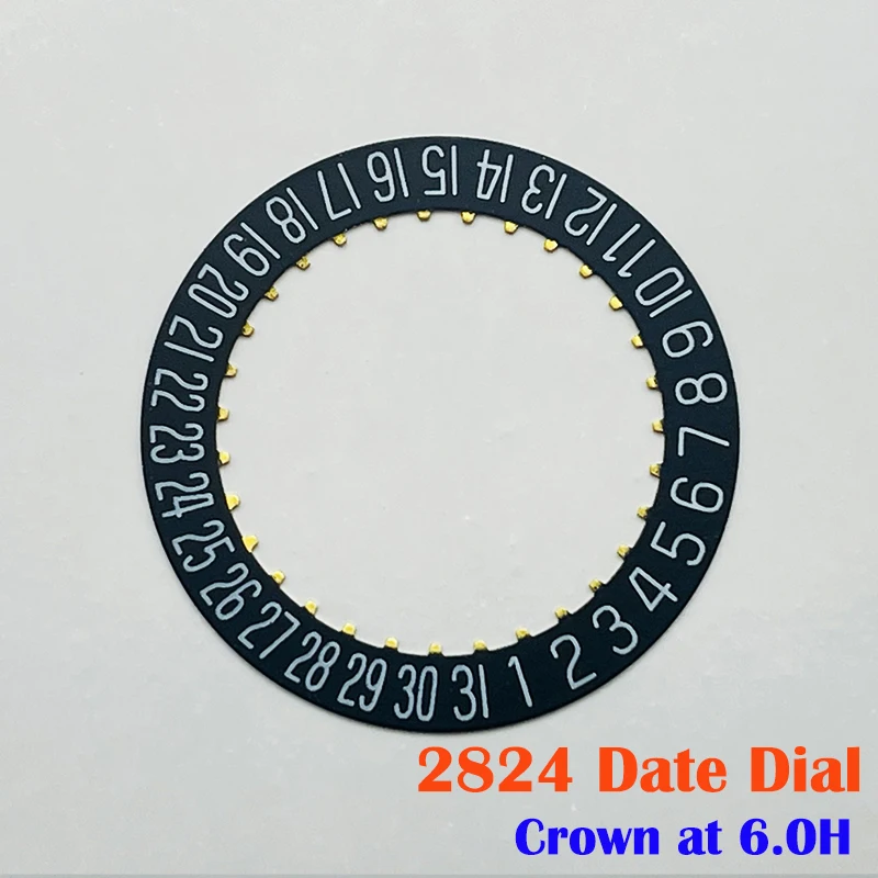 Black Date Wheel Dial for Automatic Mechanical Movement with 3.0 Crown and Versatile Day Date Display Options