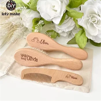 Facciamo il pettine per spazzole in legno per bambini Spazzola per capelli per neonati Massaggiatore per la testa del neonato Spazzola per capelli Pettine per neonati Massaggiatore per la testa Logo personalizzato