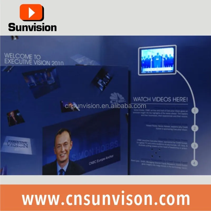 커스텀. Sunvision 접이식 종이 인치 TFT LCD 디스플레이 스크린 비디오 브로셔, 광고용 주문 가능