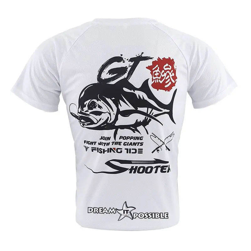 Fish Print Fishing T-shirt Men's New Summer Outdoor Short Sleeve Fishing Clothes Breathable Shirts Quick Drying