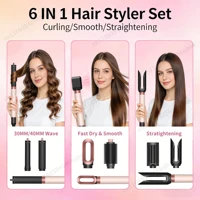 Styler capillaire 6 en 1, brosse à air ionique négative pour un bouclage automatique, sèche-cheveux, style salon, moins de frisottis, réduction des dommages causés par la chaleur 7
