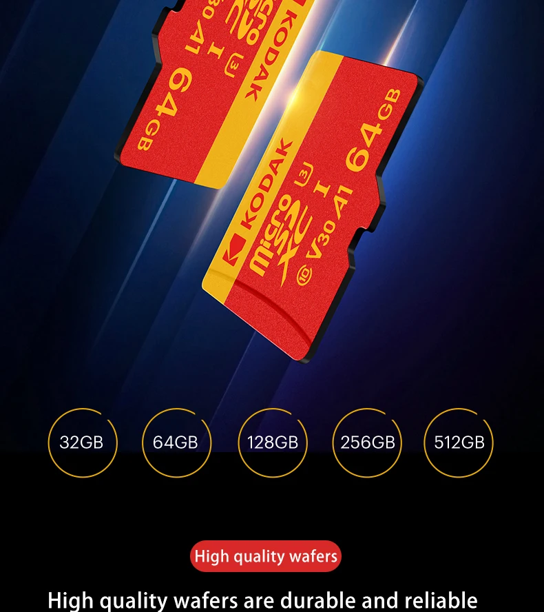KODAK 128GB Micro SD Karte U3 V30 256GB 64GB 32GB 4K Hochgeschwindigkeits-TF-Karte für Handy Kamera Drohne Original TYPE-C Lesegerät – Detail 6