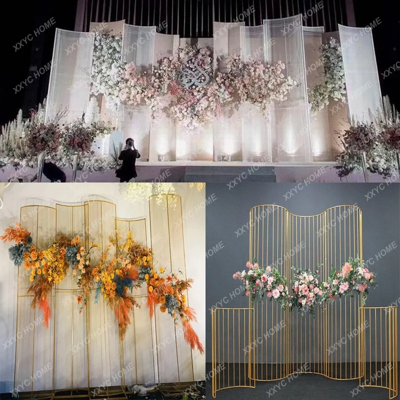 

Wedding Props Wrought Iron Arc Screen Wedding Background Stage on-Site Decoration Semicircle Line Screen