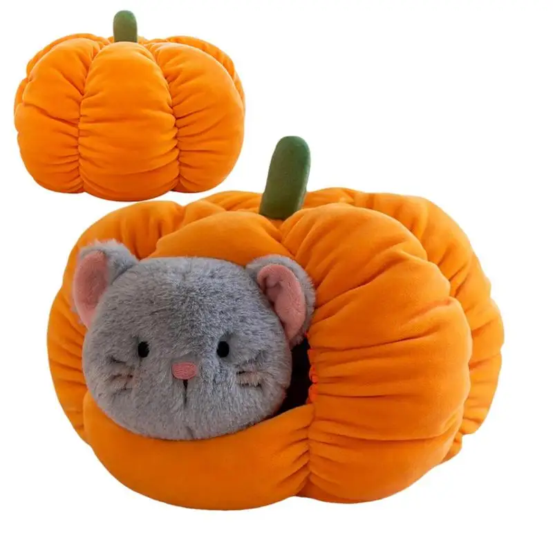 Pumpkin Nest Plush Toy Cute Pet Inside Stuffed Pumpkin Fluffy Decorative Sofa Cushion Couch Throw Pillow Soft Christmas Gifts l ed decorative christmas tree kit