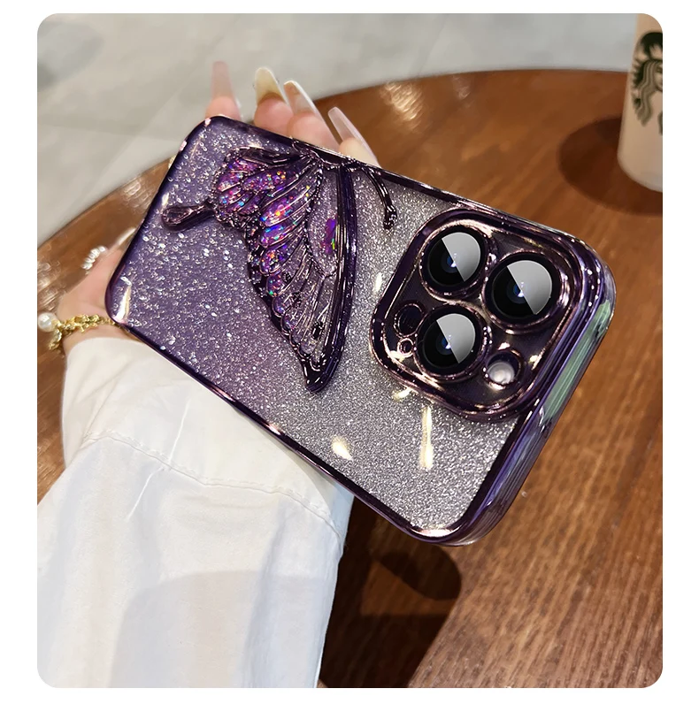 LUXURY 3D GLITTER BUTTERFLY QUICKSAND CUTE CASE FOR IPHONE 