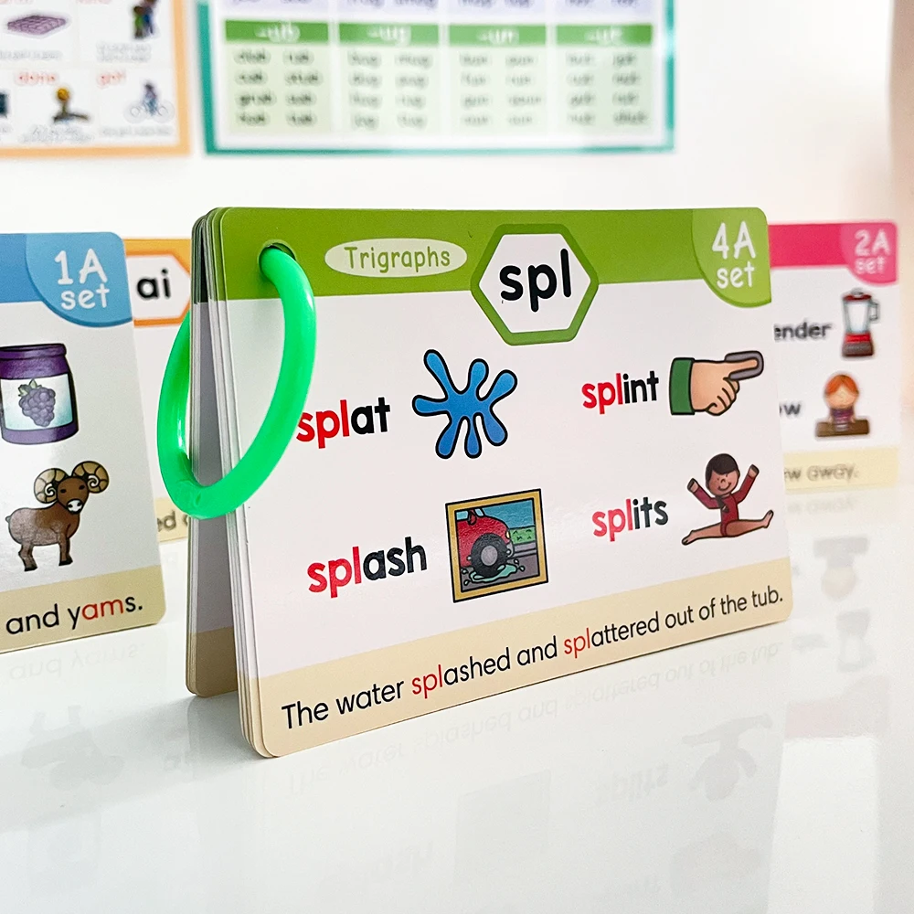 65Pcs Phonics Flashcards Set 20 Phonic Stages Cards Learn to Read for Kids Kindergarten Primary School Learning Aids Montessori 6