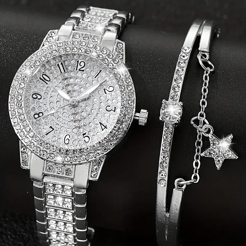 

Оригинальные кварцевые наручные часы с декором, 1 шт. и браслет, подарок для мамы или девушки