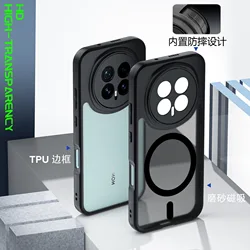 Luxury Acrylic Matte Transparent Magnetic Back Cover with Shockproof Bumper for Honor Magic6 Lite (Magnetic Black)