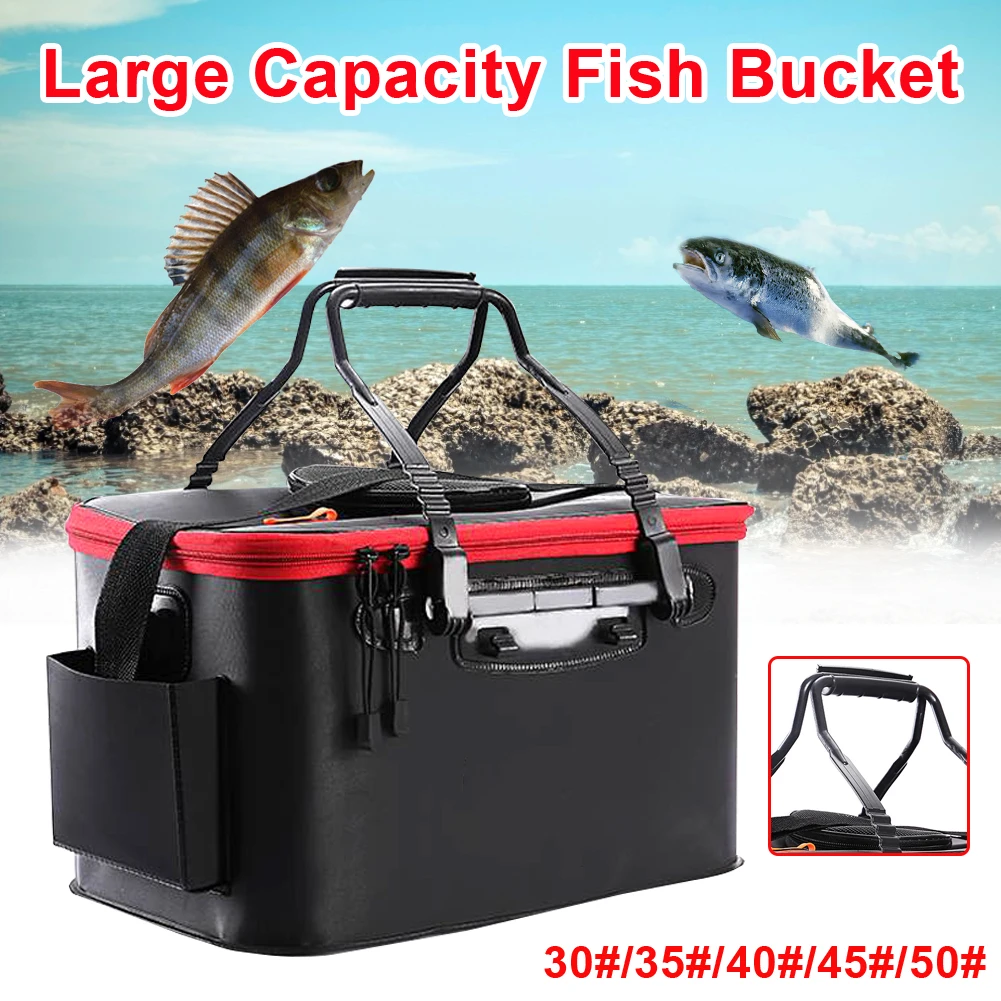 Portable Folding Fishing Bag Thicken EVA Material Waterproof Live Fish  Bucket Box With Oxygen Pump Outdoor Fishing Storage Gear - AliExpress