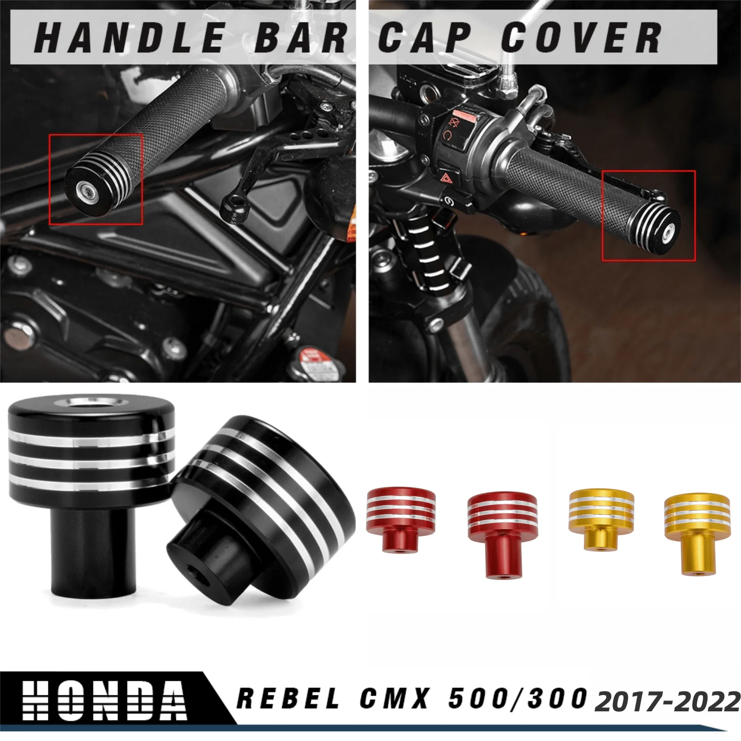 Manopole Per Manubrio Per Moto Tappi Per Tappi Di Scorrimento Per Estremità Della Barra Tappi Per Tappi Per Manubrio Per Honda Rebel Cmx 500/300 2017-