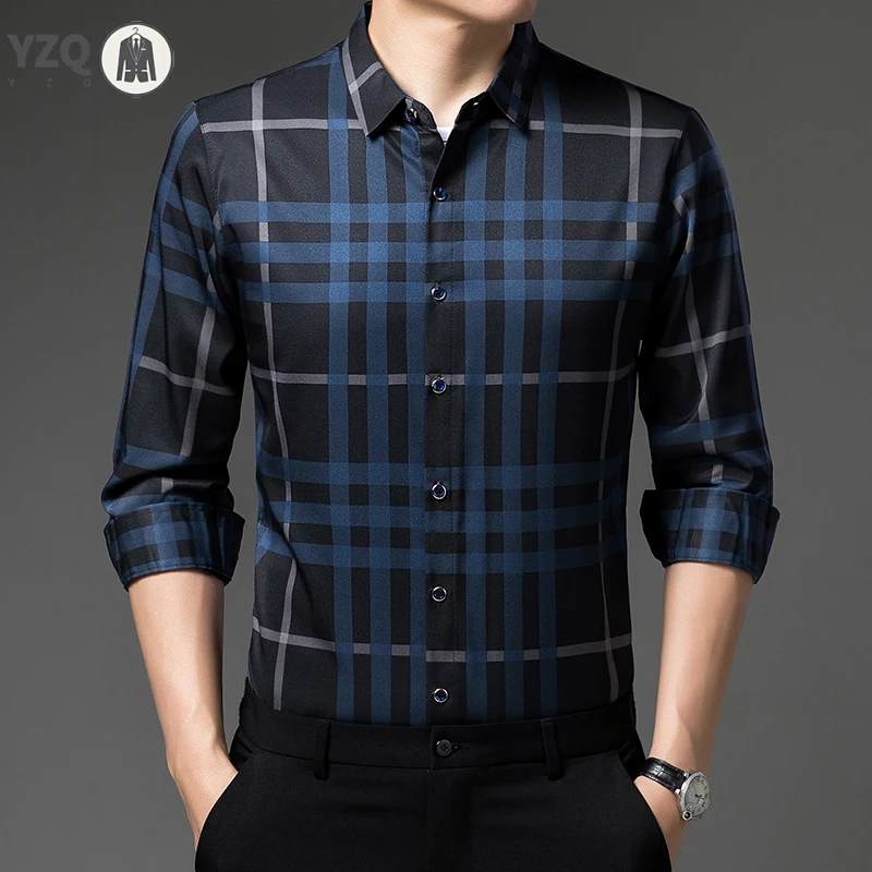 Printing Lapel Long Sleeve Pullover Leisure Men's T-shirt