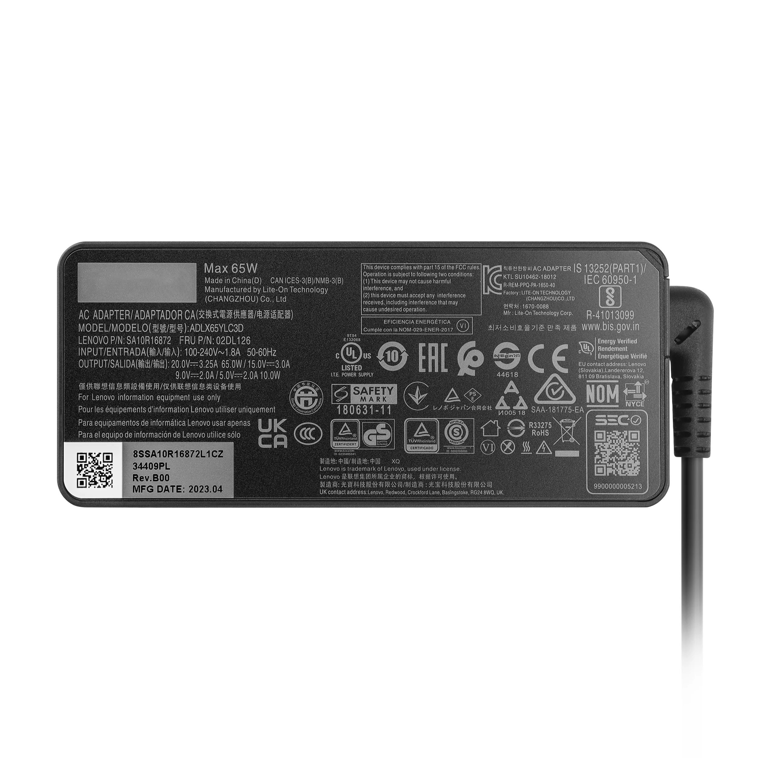 Laptop Charger 65W 20V 3.25A Type-C Adapter Charger ADLX65YLC3D For Lenovo ThinkPad T14 T15 E14 E15 X1Carbon X13 power adapter laptop charger