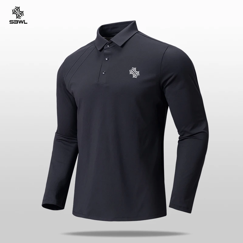 Golf Outdoor Sports Long Sleeve Stand Collar T-shirt Running Fitness Breathable Base Shirt Tops Autumn Winter