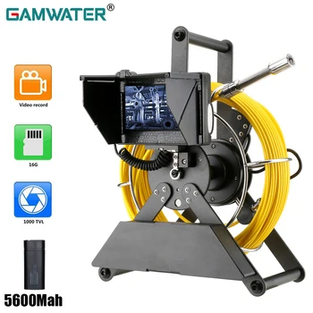 GAMWATER 4.3" IPS Sewer Pipe Inspection Camera 17MM/22MM Endoscope Camera HD 1200TVL IP68 5600MHA Battery Borescope 1