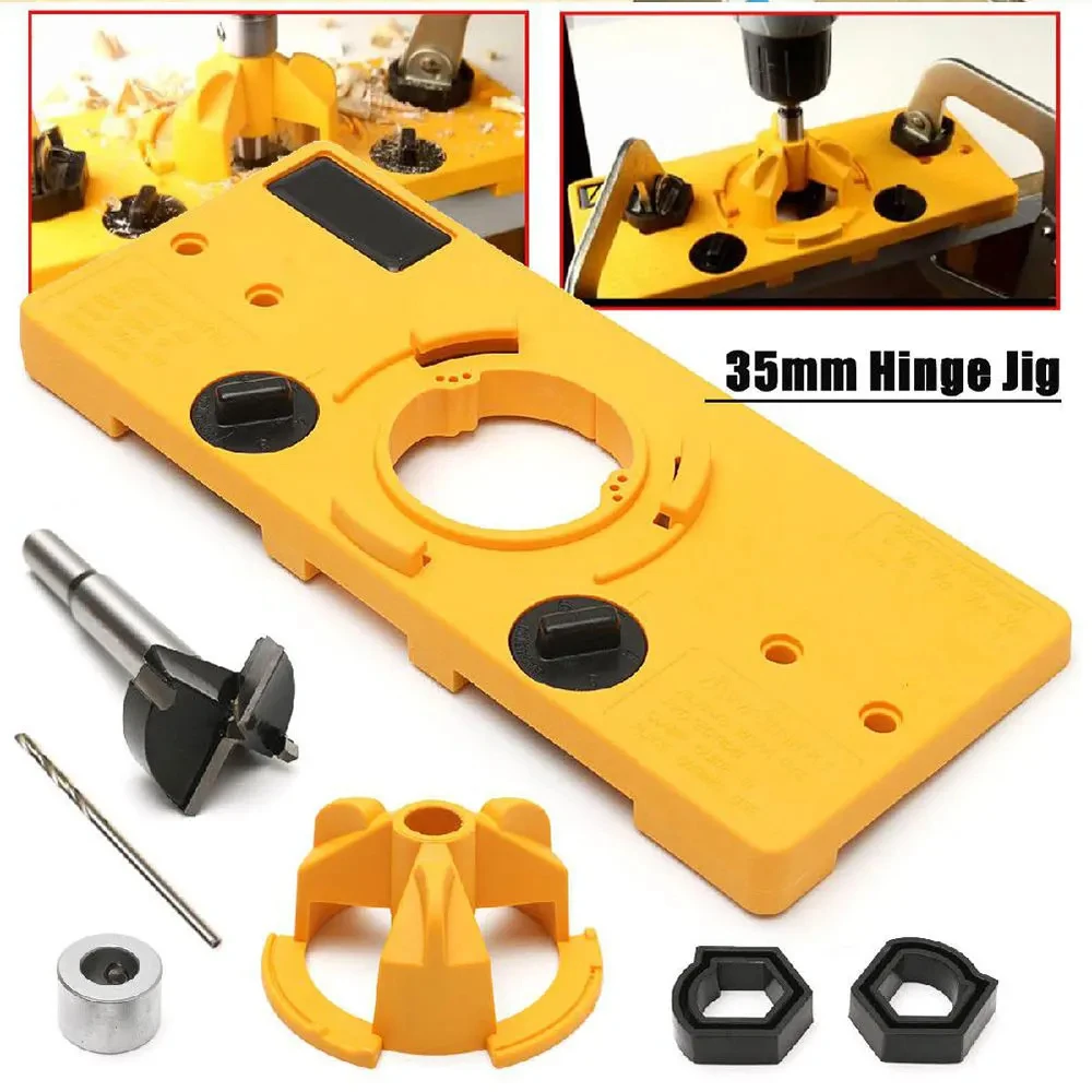 Woodworking Hinge Drill Guide Template with Forstner Bit