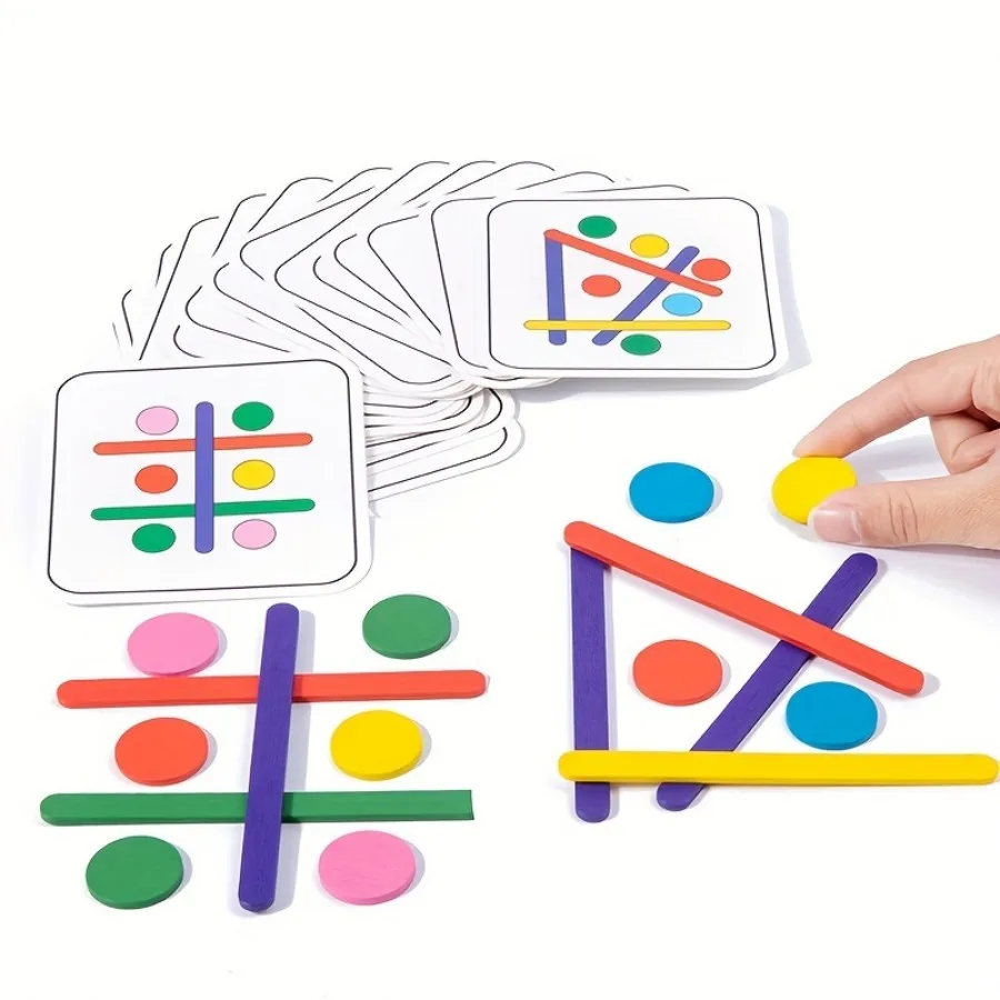 Popsicles Puzzle Games, Teaser Puzzles, Montessori Educational Math Toys, Wooden Match Sticks Toddlers Travel Toys 5