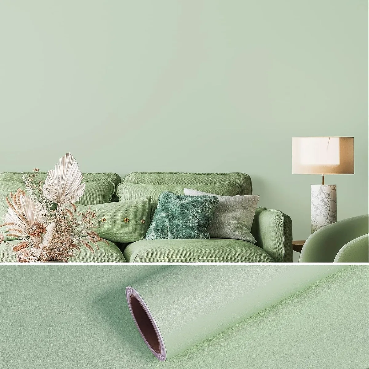 60/80cm Width Self Adhesive Wallpaper Green Matte Vinyl Removable Decor Living Room Bedroom Table Furniture Wall Sticker Paper