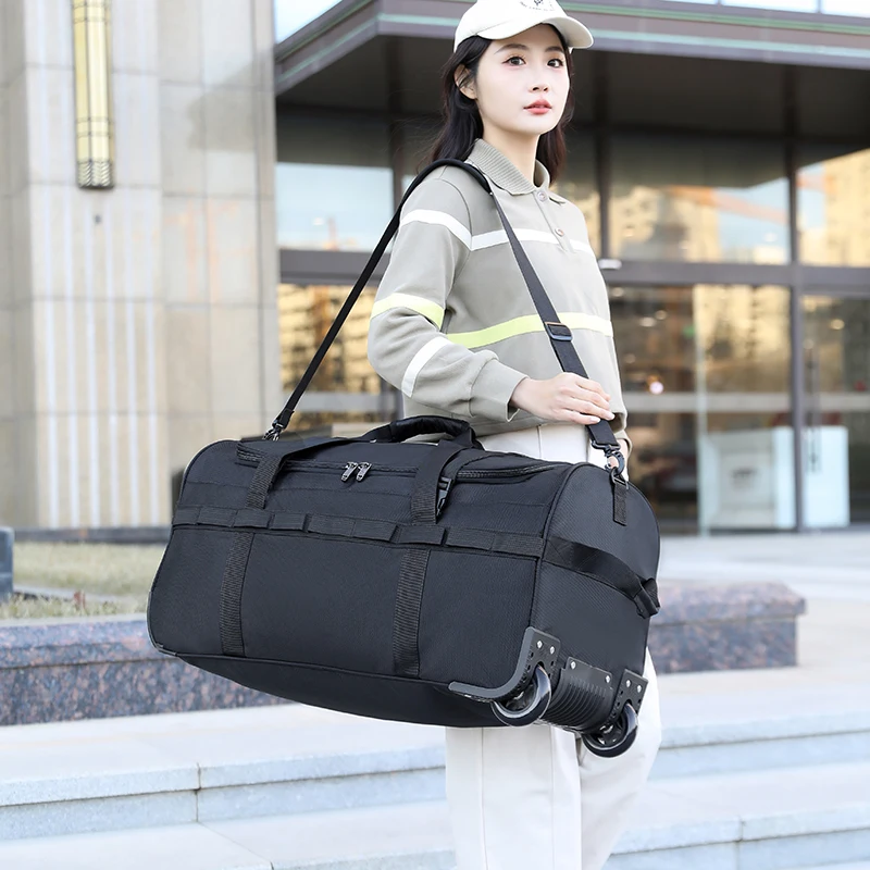 Heavy-duty Wheeled Duffel Bag Foldable Rolling Luggage Water-resistant_voghion.com