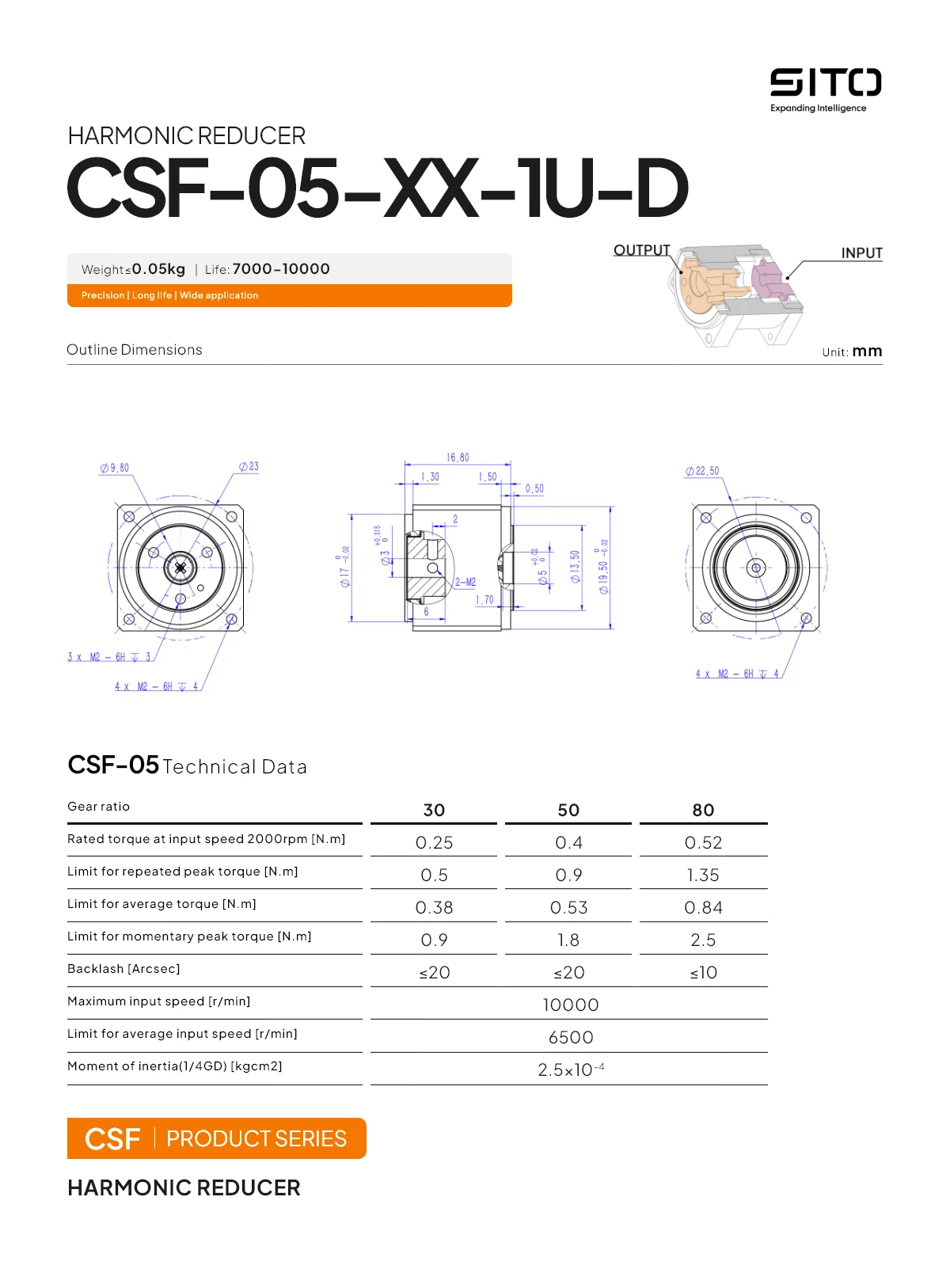 Description Picture 3 of itemSito CSF05 Micro Step-down Gearbox Compact Servo Motor Speed Reduction 50:1 Industrial Harmonic Reducer for Robot Finger