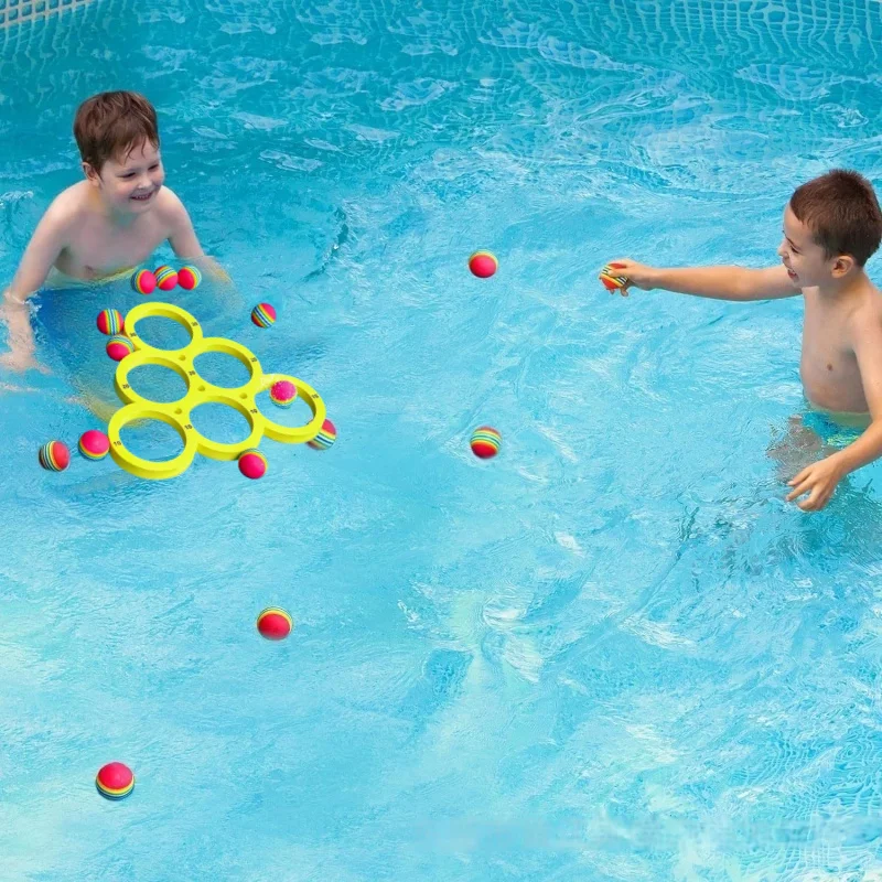 Water Sports Floating Pool Game Toy Pool Kids Toy Throwing Ring Set Durable EVA Material Floating Throwing Ring Sports Ball