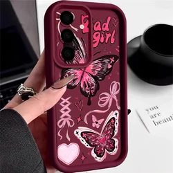 Butterfly Pink TPU Soft Phone Case with Vibrant Print Design - Galaxy A27 (B021 Wine Red)