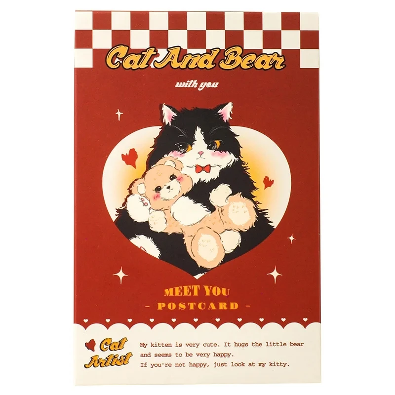 Photo Cards Mini Greeting Cards Message Cards My Friend and Cute Cat Postcard 30 Sheets/Set