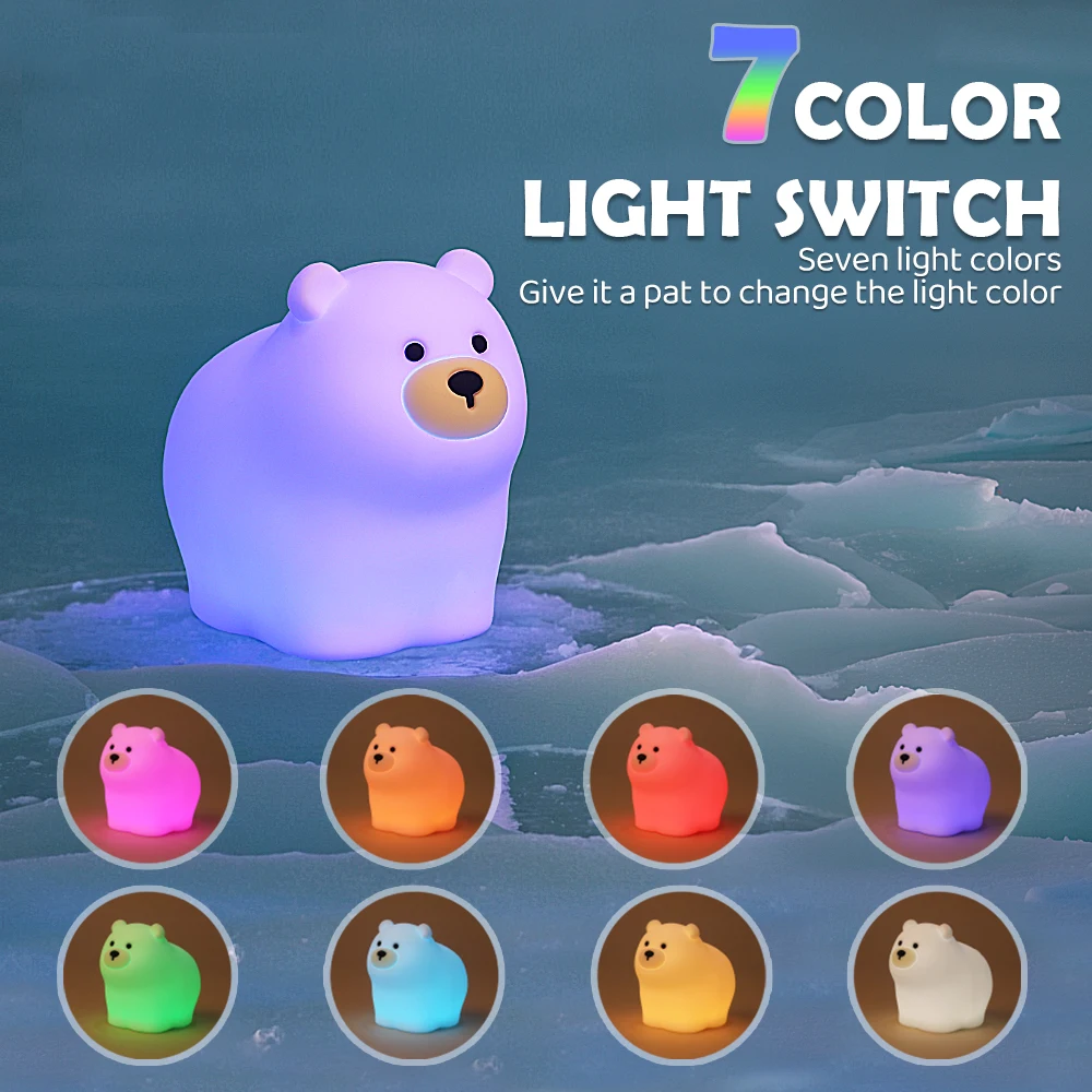 Cute Capybara Night Light Novelty 2 Levels Dimmable Nursery Snail Nightlight Rechargeable Touch Lamp for Kids Room Decor 4