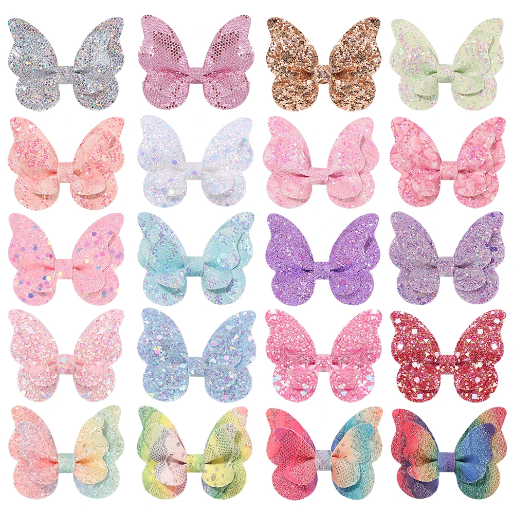 2Pcs/Set Cute Butterfly Hair Clip Girls Sequin Side Bangs Clip Hairpin Girls Headdress Shinying Hair Accessories Gift Wholesale