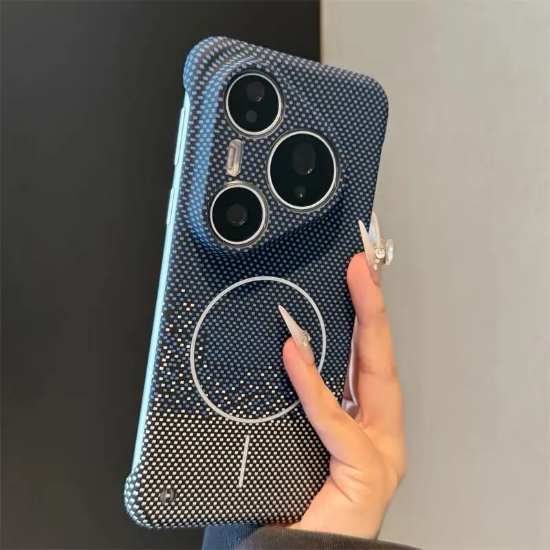 Ultra Thin Frameless Carbon Fiber Case with Kevlar Texture and MagSafe Compatibility