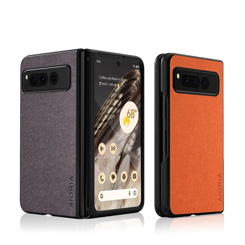 Custodia Per Google Pixel Fold Cover Posteriore Protettiva In Pelle Tessile Tinta Unita Semplice Per Google Pixel Fold Case