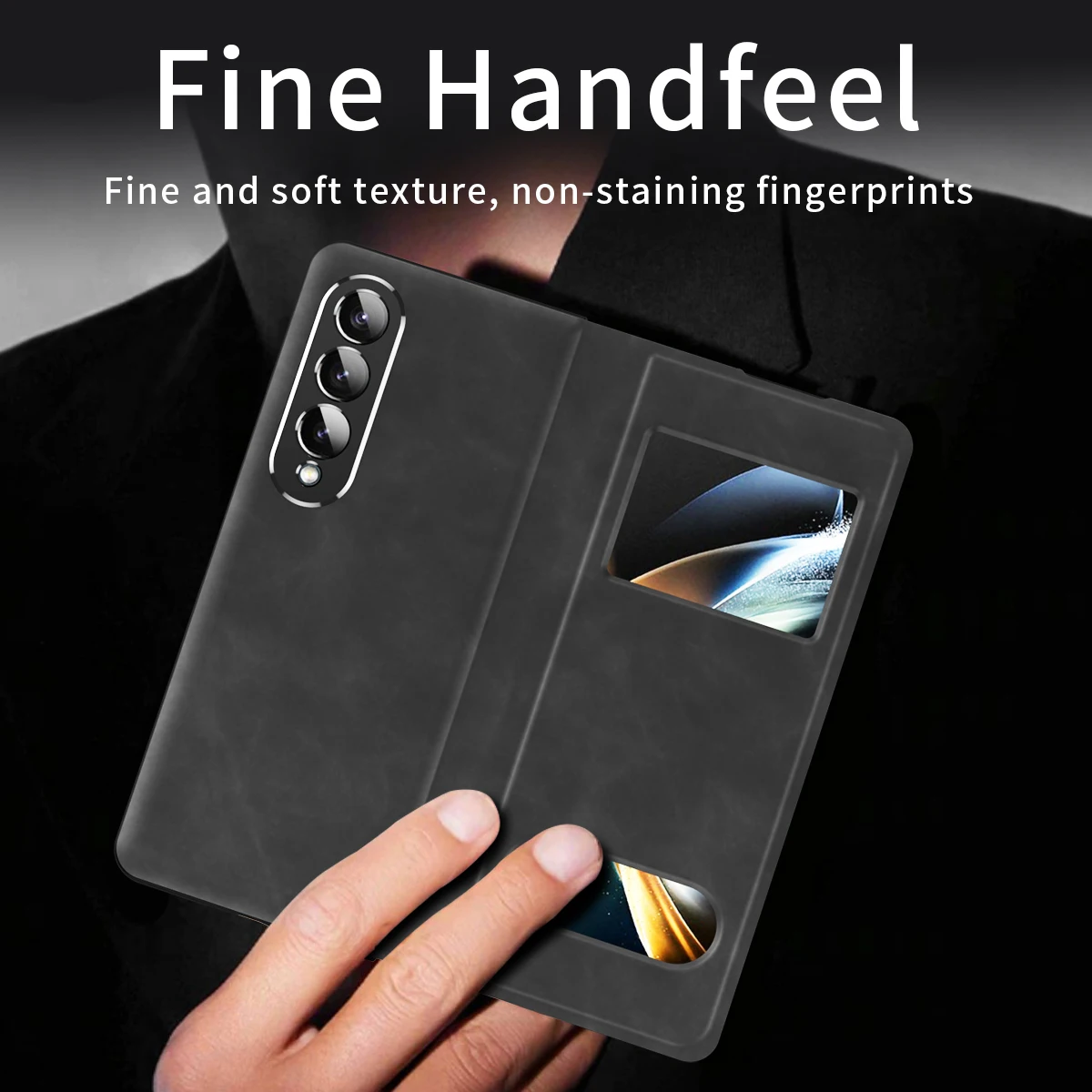 Фото Роскошный чехол-книжка с окошком для экрана для Samsung Galaxy Z Fold 4, кожаный чехол Z Fold 5 3 2 №3