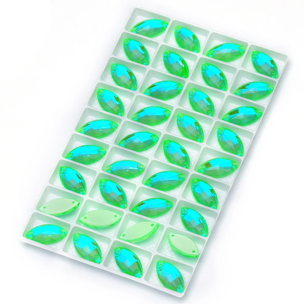 PUBRILEX K9 Strasssteine zum Aufnähen, Glaskristall, Navette, Neon, flache Rückseite, DIY, Nähen, Basteln, Dekorationen, Diamant-Edelstein für Taschen, Schuhe – Detail 8