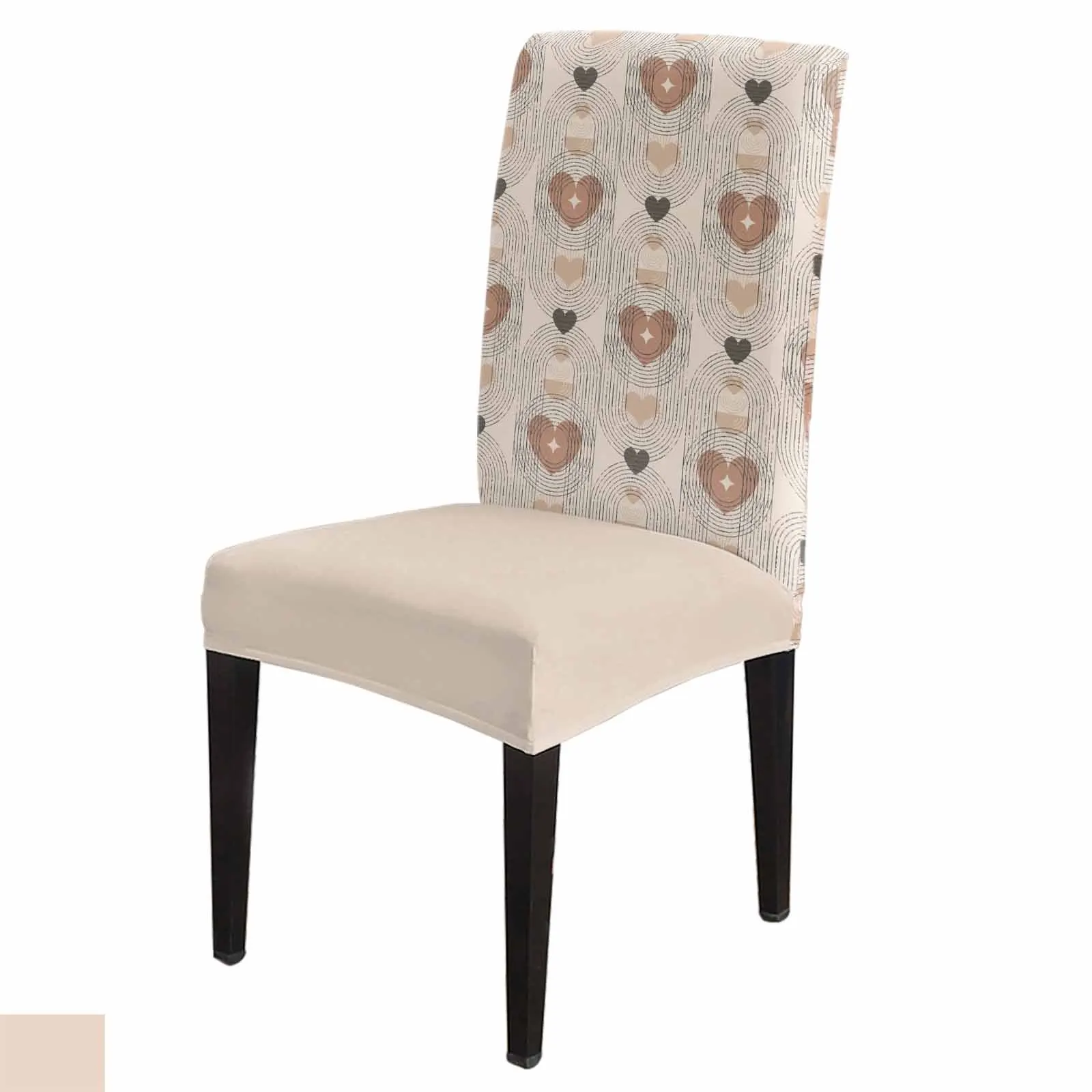 

Valentine'S Day Love Hand Drawn Bohemian Stretch Chair Cover for Dining Room Banquet Hotel Elastic Spandex Seat Chair Covers