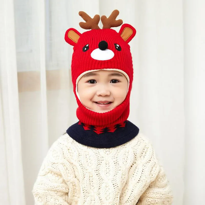 Doitbest 2 To 6 Years Old Boy Girl Beanie Protect Neck Cartoon Animal Windproof Winter Child Knit Hat Kids Girl's Earflap Caps