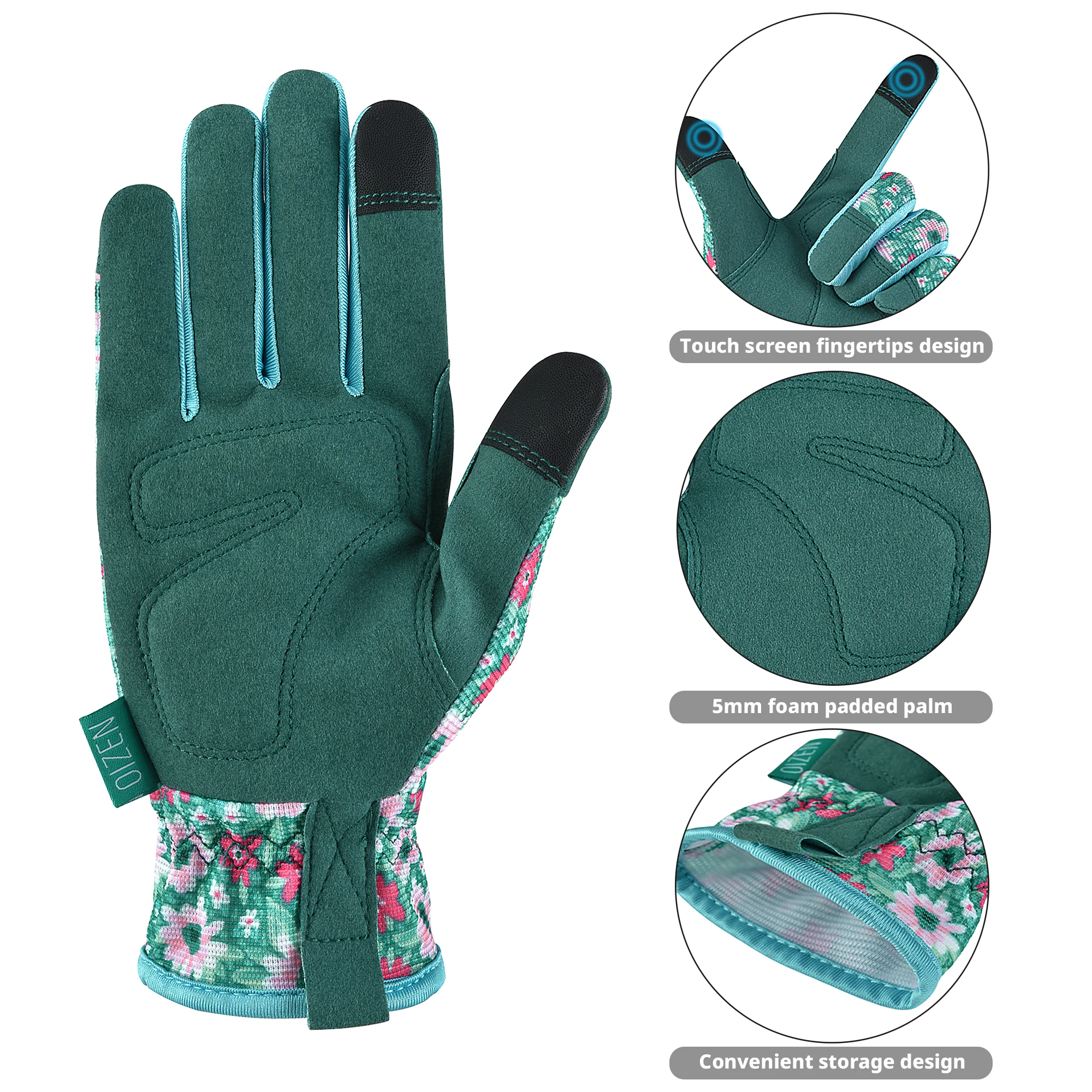 1Pair Garden Gloves for Weeding Working Digging Planting Gardening Gloves for Women light duty Breathable Touchscreen 3