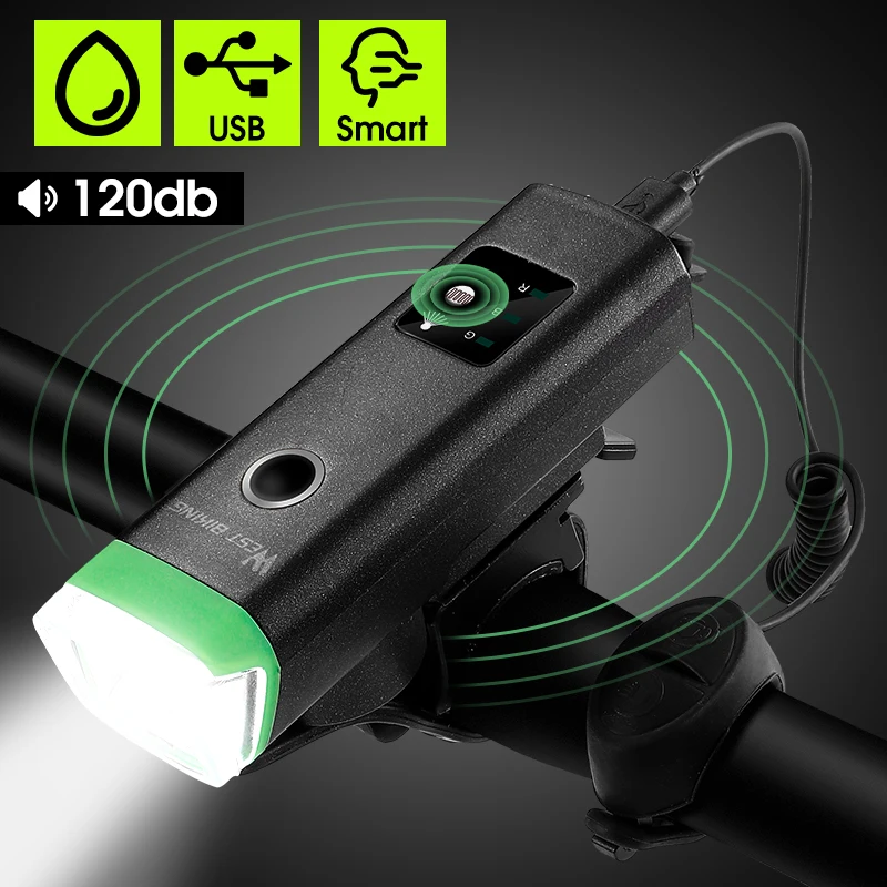 Luce Frontale WEST BIKING A LED – Ricaricabile USB Tipo-C, 68g – Per Corsa, Jogging E Bici