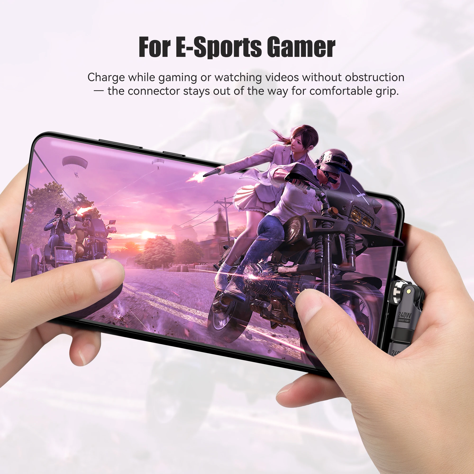 타입 C 휴대폰 충전 케이블 어댑터 USB C PD 240W 540 ° 회전식 커넥터 팁 (폰 16, 삼성, 맥북 프로, LG, 구글용)