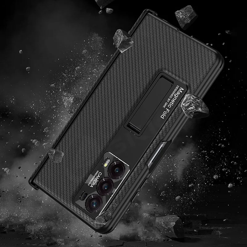 All-included Plain Leather Case For Honor Magic V2 Magnetic Hinge Case Shockproo