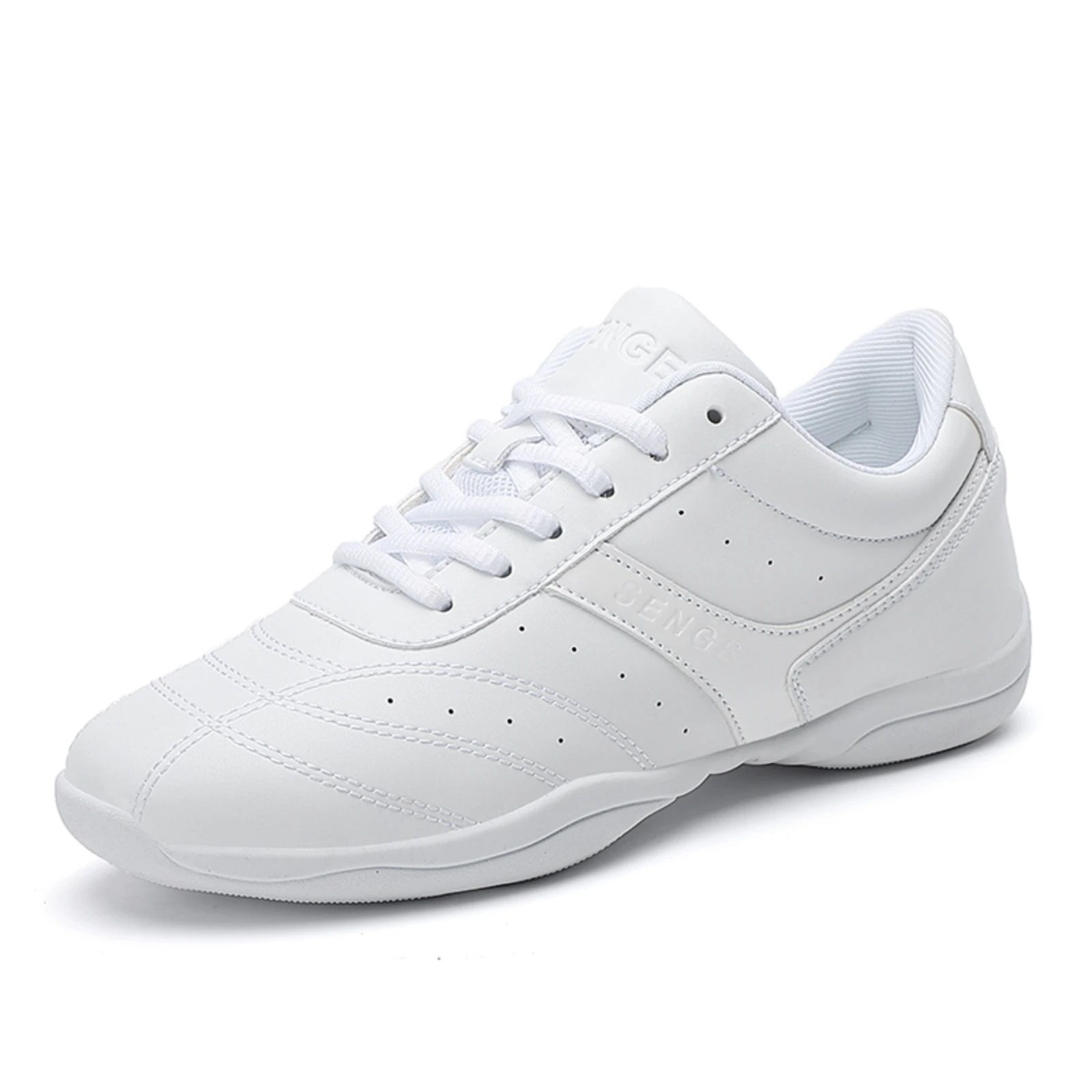 Marwoo SG01 lightweight white soft sports dance shoes, fitness aerobics cheerleading shoes, competitive training women's shoes