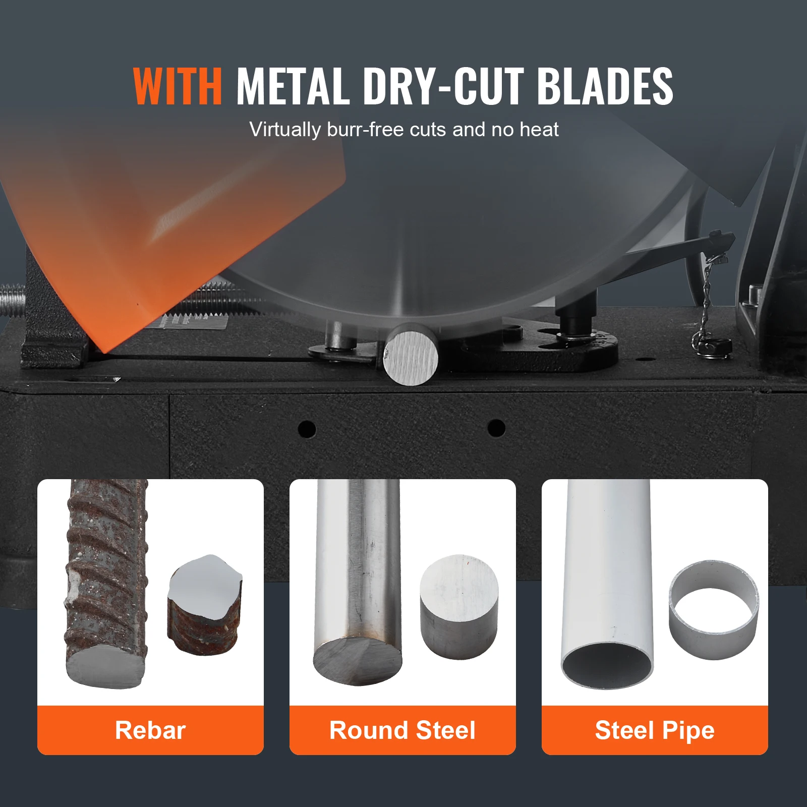 VEVOR 2800W Chop Saw 14"/355mm Blade Diameter Cut Off Saw 1200RPM Steel Cutting Machine 0-45° Adjustable Dry Cut Chop Saw 3